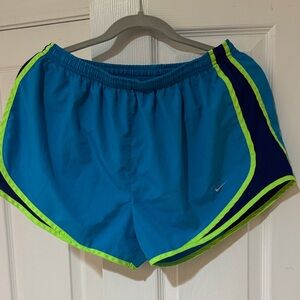Nike Women's Athletic Shorts in Blue with Neon Accents